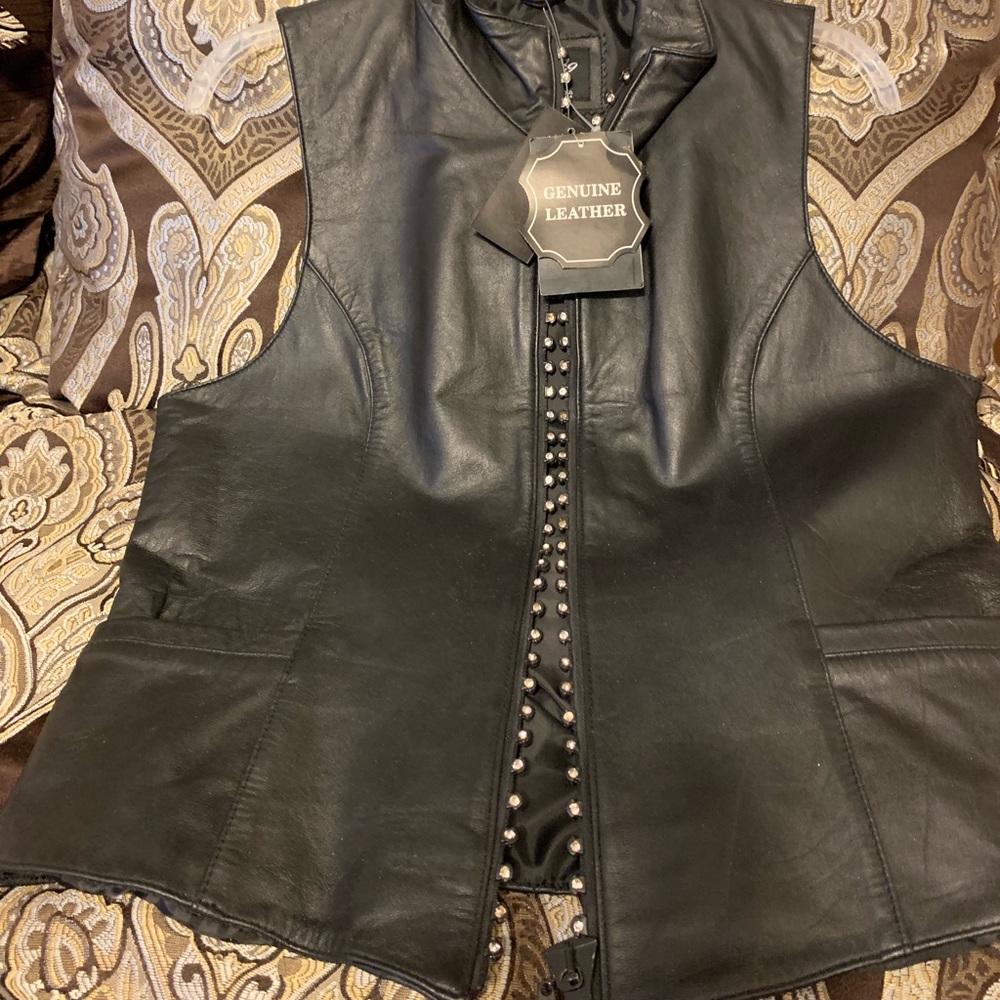 Black leather vest